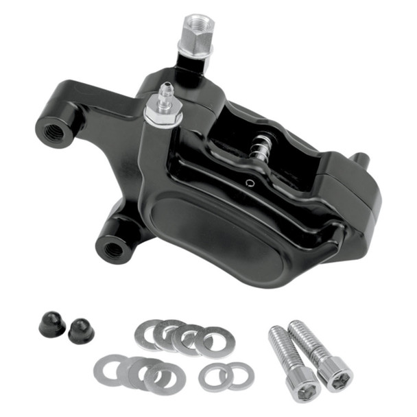 GMA - Smooth Black Front 4-Piston Millenium Series Single Disc M-Caliper fits '00-'07 HD Model (Exc. Springers & '04-'07 XL Models)