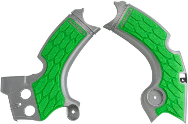 Acerbis - 2657591417 - X-Grip Frame Guards - Silver/Green - KX 250 F