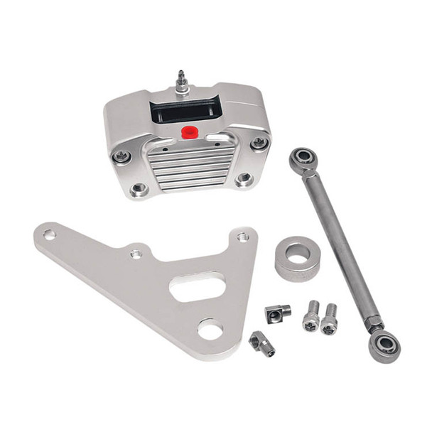 GMA - Classic Chrome 2-Piston Custom Rear A-Caliper fits Big Twin Rigid Frames W/ 10" Rotor, Includes Linkage Rod
