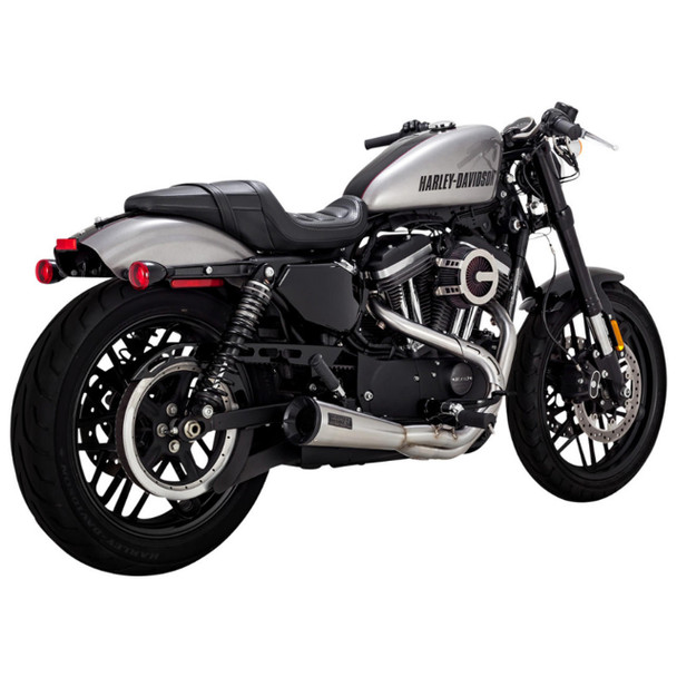  Vance and Hines - Brushed Stainless Steel 2-Into-1 Upsweep Exhaust System fits '14 & Up Sportster Models 