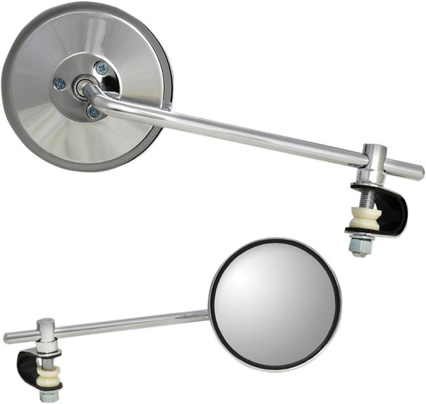 Parts Unlimited - Mirror - Side View - Round - Chrome - Long - Each