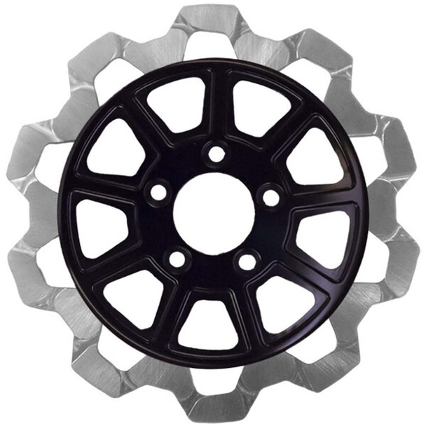  Lyndall Brakes - Black/Silver Front 11.8" Center Hub Bow Tie 9-Spoke Rotor 