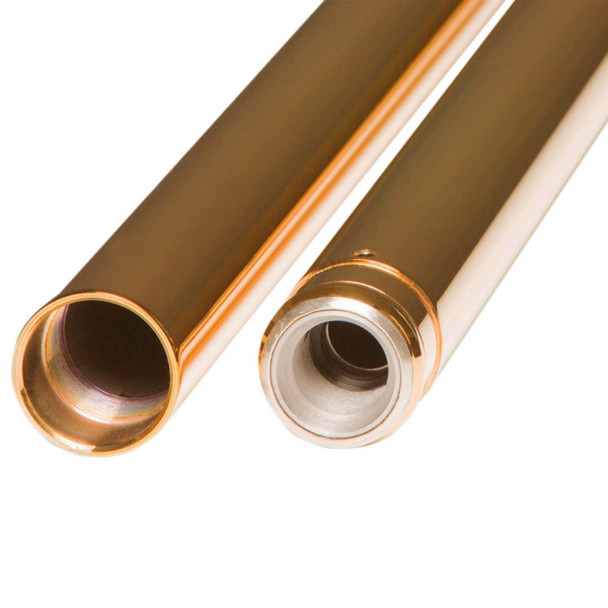 Custom Cycle Engineering - 43MM Inverted Gold TiN Coated Harley +4" Length Fork Tubes fits '18-'21 FLSB, '18-'20 FXDR/FXDRS & '16-'20 XL1200CX Models