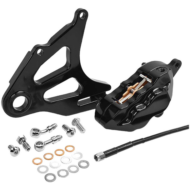  Hawg Halters - Black Rear Piston Caliper & Mounting Bracket fits '18 & Up M8 Softail Models 