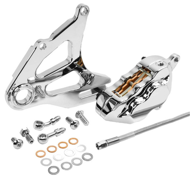  Hawg Halters - Chrome Rear Piston Caliper & Mounting Bracket fits '18 & Up M8 Softail Models 