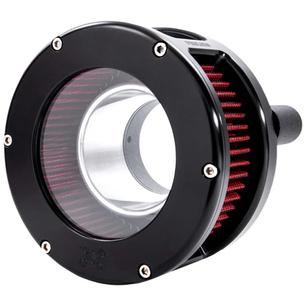 Feuling - Black/Red BA Series Air Cleaner Kit W/ Clear Cover fits '17-'25 Touring (Except '23 FLHXSE/FLTRXSE), '17-'25 H-D FL Trike, '18 & Up M8 Softail Models