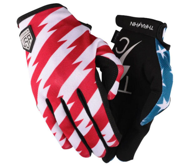  Thrashin Supply - Stars & Bolts Stealth Gloves - Red/White/Blue 