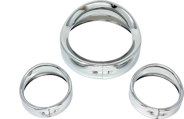 Letric Lighting Co - LLC-7HPB-CK - 7" Show Chrome Head/Pass Lights Frenched Visor Kit