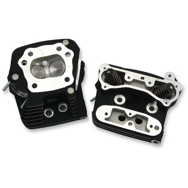 S&S Cycle - 76cc High Compression Performance Cylinder Heads fits '84-'99 Evolution Big Twin Models - Black Powdercoat