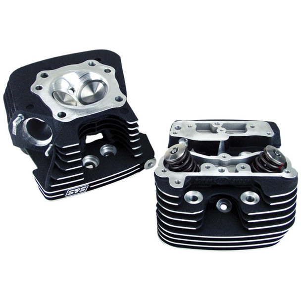  S&S Cycle - Wrinkle Black Powdercoat 79cc Super Stock™ Cylinder Heads fits '06-'17 Twin Cam Models (Exc. Twin Cooled Motors) 