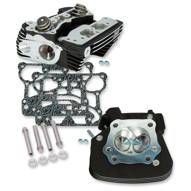 S&S Cycle - Wrinkle Black Powdercoat 91cc Super Stock™ Cylinder Heads fits '06-'17 Twin Cam Models (Exc. Twin Cooled Motors)