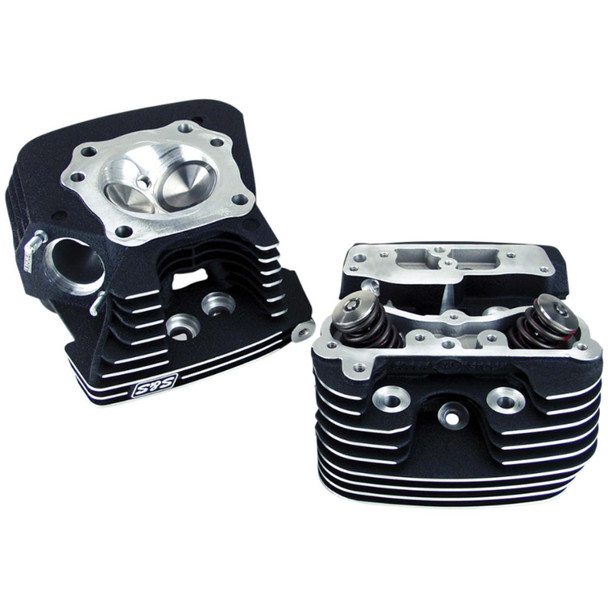 S&S Cycle - Wrinkle Black Powdercoat 79cc Super Stock™ Cylinder Heads fits '99-'05 Twin Cam Models