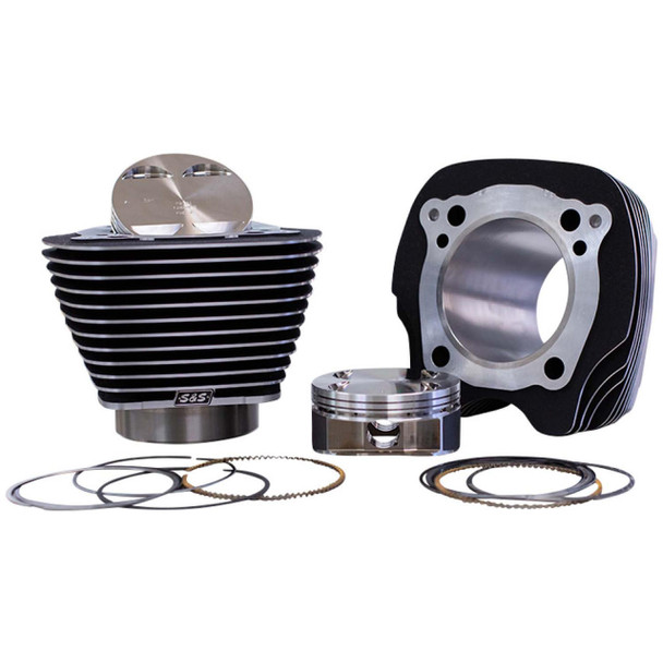  S&S Cycle - Black/Highlighted 4.5" Stroke 132" Big Bore Cylinder & Piston Kit fits '17 & Up M8 Engines 