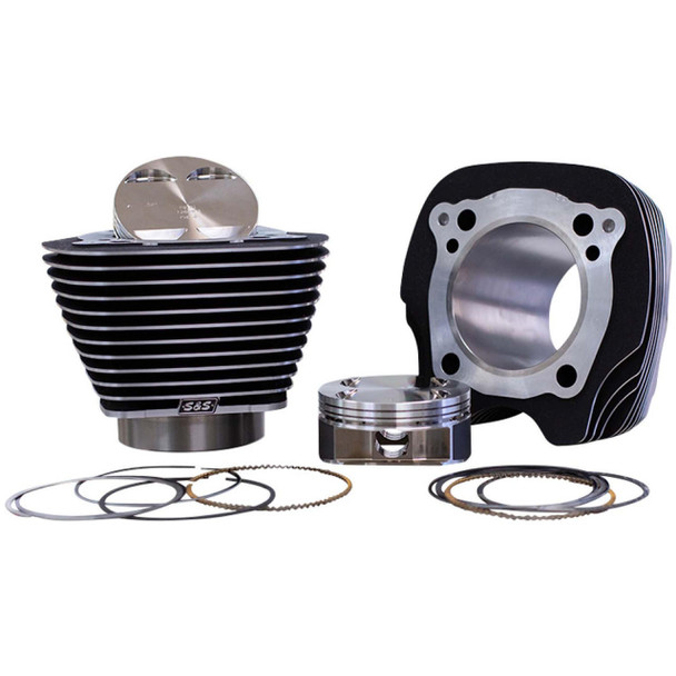  S&S Cycle - Black/Highlighted 4.375" Stroke 129" Big Bore Cylinder & Piston Kit fits '17 & Up M8 Engines 