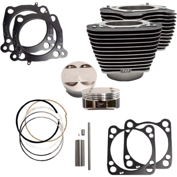  S&S Cycle - Wrinke Black 128" Big Bore Kit W/O Highlighted Cylinder Fins fits '17-'20 114" 117" M8 Engines 