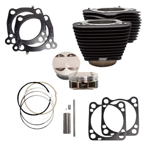  S&S Cycle - Wrinkle Black 124" Big Bore Kit W/O Highlighted Cylinder Fins fits '17-'21 107" M8 Engines 