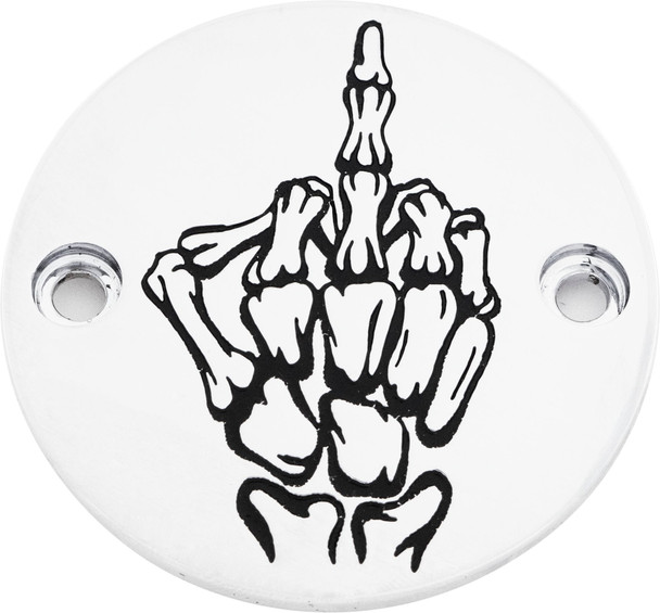 Custom Engraving - SKUL24-63 - M8 Timer Cover Bone Finger Chrome