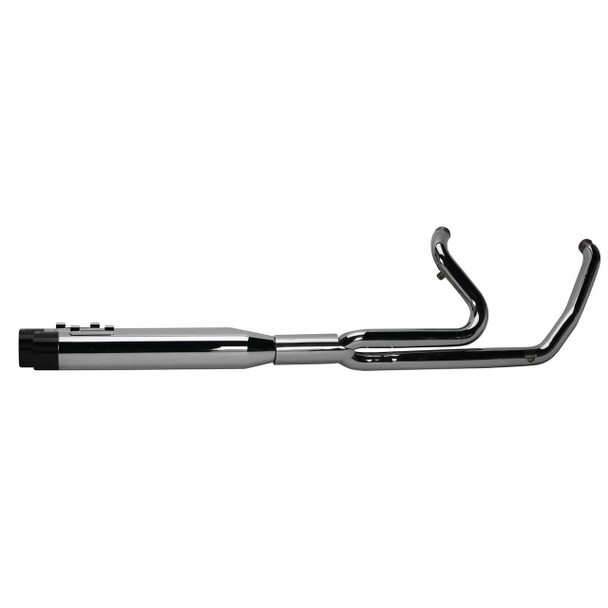 Two Brothers Exhaust Two Brothers Racing - Chrome Comp-S Full Length 2-In-1 Exhaust W/ Ghost Pipe and Black Straight End Caps fits '17 & Up Touring Models 
