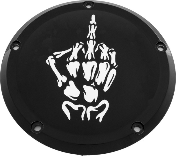 Custom Engraving - SKUL24-46BG - 7 M8 Flt/Flh Derby Cover Bone Finger Black