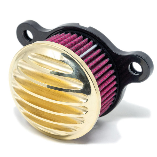  Motorcycle Supply Co. - Finned/ Brass Air Cleaner Kit - fits '91 & Up XL Sportster Models 