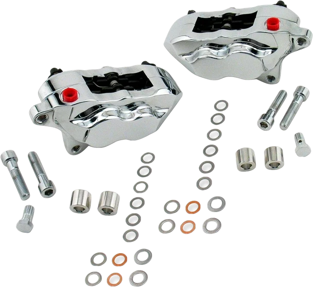 Hawg Halters Inc 4 Pist Front Dual Caliper Kit Chrome 00-Up W/ 11.5" Rotor FKDDCC551