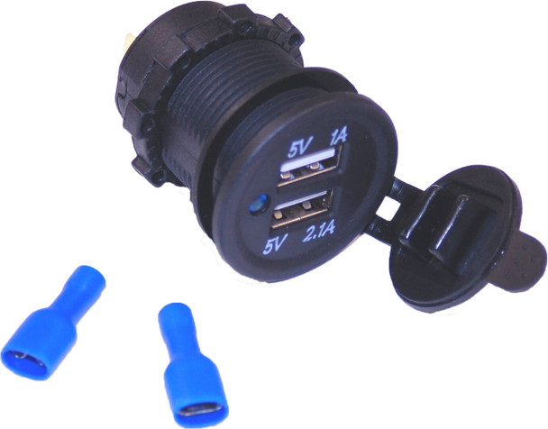 Namz Custom Cycle - NUSB-P02 - Dual Usb Charging Port Panel Mount W/Oring & Lock Nut