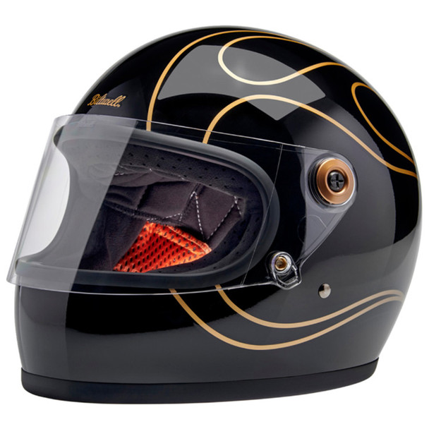 Biltwell - Gloss Black Flames Large Gringo S Helmet (Open Box)