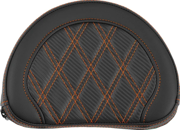 Saddlemen - 051320703 - Contoured Sissy Bar Pad - Lattice Stitch - Orange Stitch