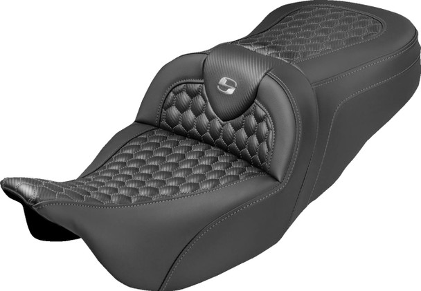 Saddlemen - 808-07B-19002 - Extended Reach RoadSofa™ Seat - Honeycomb - Gray Stitch - without Backrest - FLH/FLT '08-'25