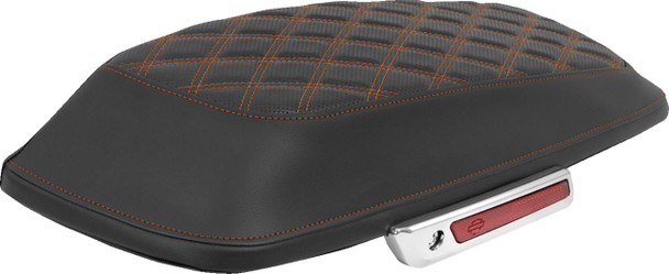 Saddlemen - L870-14-18403 - Saddlebag Lid Covers - Lattice - Orange Stitch - FLH/FLT '14-'25