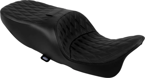 Drag Specialties Seats - Double Diamond Black Stitch Solar Leather Freedom Seat fits '15-'25 FLRT/FLTRT Models