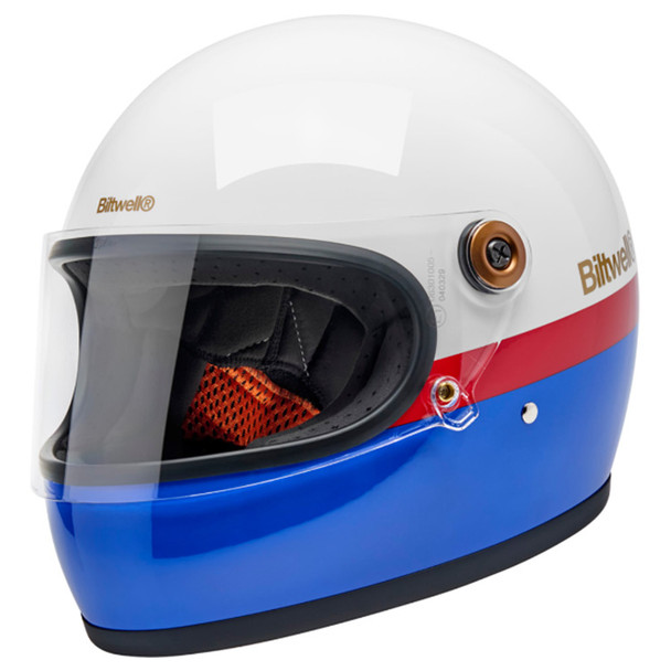 Biltwell - White/Red/Blue Gringo S Apex Helmet