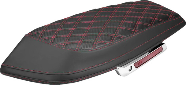 Saddlemen - L870-23-20704 - Saddlebag Lid Covers - Lattice - Carbon Fiber - Red Stitch - FLH/FLT '23-'26