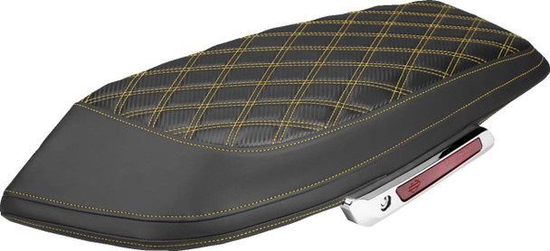 Saddlemen - L870-23-20707 - Saddlebag Lid Covers - Lattice - Carbon Fiber - Gold Stitch - FLH/FLT '23-'26