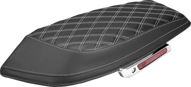 Saddlemen - L870-23-20706 - Saddlebag Lid Covers - Lattice - Carbon Fiber - White Stitch - FLH/FLT '23-'26