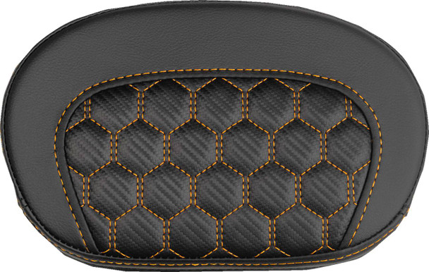 Saddlemen - 061019003 - Mini Contour Sissy Bar Pad - Honeycomb - Orange Stitch