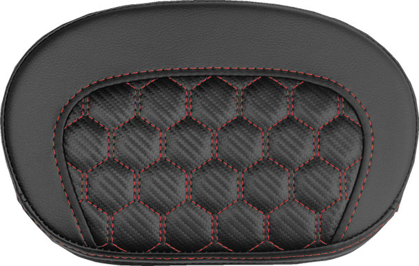 Saddlemen - 061019004 - Mini Contour Sissy Bar Pad - Honeycomb - Red Stitch