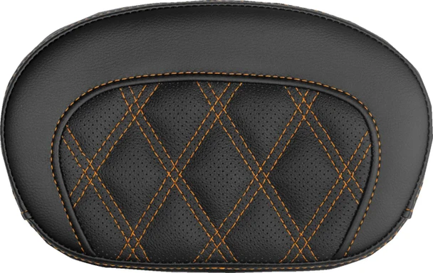 Saddlemen - 061018403 - Mini Contour Sissy Bar Pad - Lattice Stitch - Orange Stitch