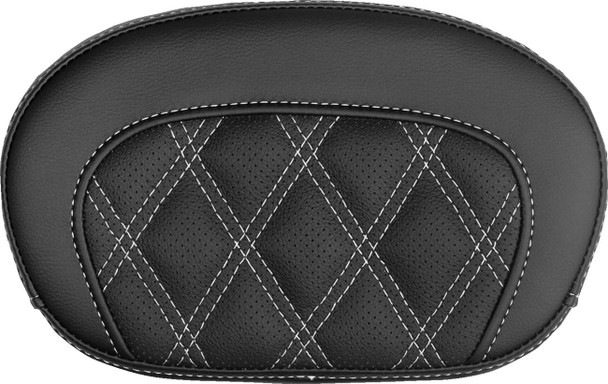 Saddlemen - 061018406 - Mini Contour Sissy Bar Pad - Lattice Stitch - White Stitch