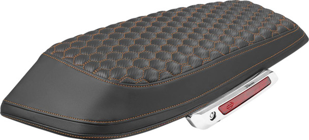 Saddlemen - L870-23-19003 - Saddlebag Lid Covers - Honeycomb - Orange Stitch - FLH/FLT '23-'25