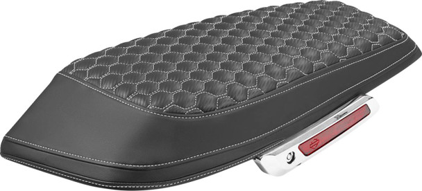 Saddlemen - L870-23-19006 - Saddlebag Lid Covers - Honeycomb - White Stitch - FLH/FLT '23-'25