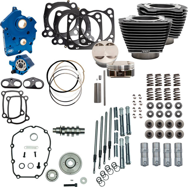 S&S Cycle - 310-1110D - Power Pack - Oil Cooled - 550G - Black Granite w/Highlight - Chrome Pushrod Tubes - M8