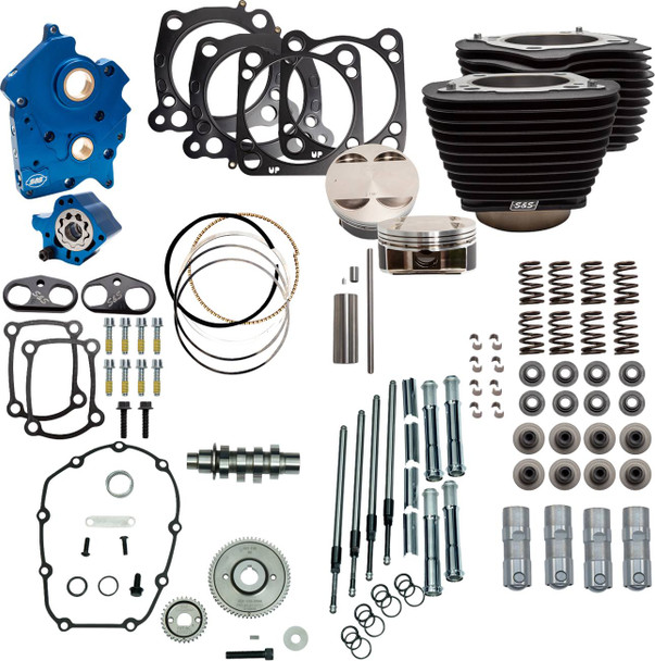 S&S Cycle - 310-1106D - Power Pack - Oil Cooled - 550G - Wrinkle Black w/o Highlight - Chrome Pushrod Tubes - M8