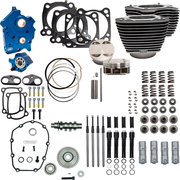 S&S Cycle - 310-1058D - Power Pack - Oil Cooled - 550G - Wrinkle Black w/Highlight - Black Pushrod Tubes - M8