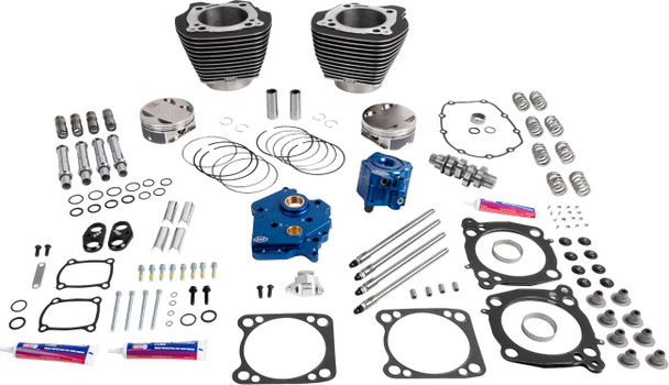 S&S Cycle - 310-1401A - Power Package - Water Cooled - 496 Chain Drive - Wrinkle Black w/Highlight - M8