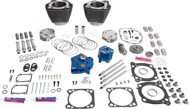 S&S Cycle - 310-1403A - Power Package - Water Cooled - 496 Gear Drive - Wrinkle Black w/Highlight - M8