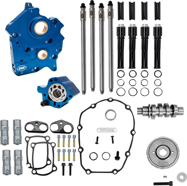 S&S Cycle - 310-1387A - Cam Chest Kit - Water Cooled - Gear Drive - 496 Cam - Black Pushrod Tubes - M8