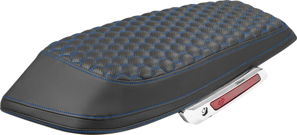 Saddlemen - L870-23-19001 - Saddlebag Lid Covers - Honeycomb - Blue Stitch - FLH/FLT '23-'25