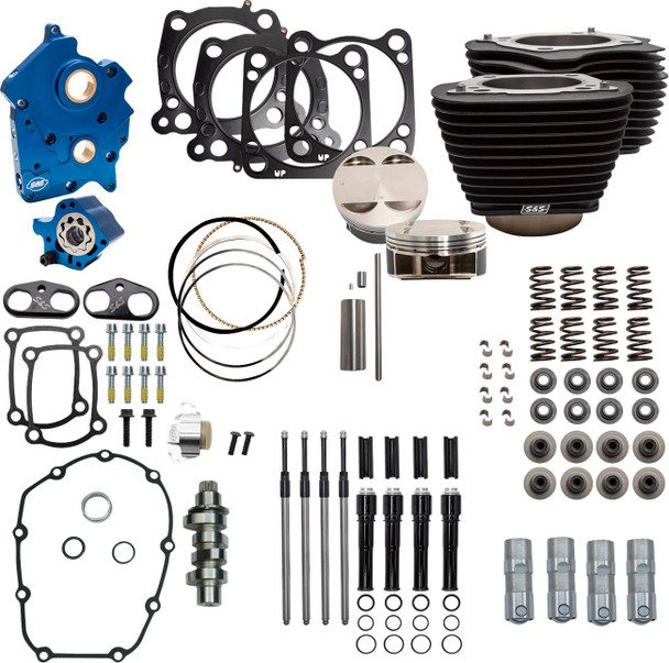 S&S Cycle - 310-1057D - Power Pack - Oil Cooled - 550C - Wrinkle Black w/o Highlight - Black Pushrod Tubes - M8