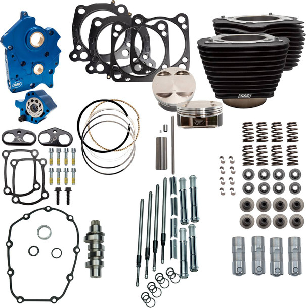 S&S Cycle - 310-1105D - Power Pack - Oil Cooled - 550C - Wrinkle Black w/o Highlight - Chrome Pushrod Tubes - M8